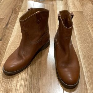 Madewell cognac leather booties, size 7.5